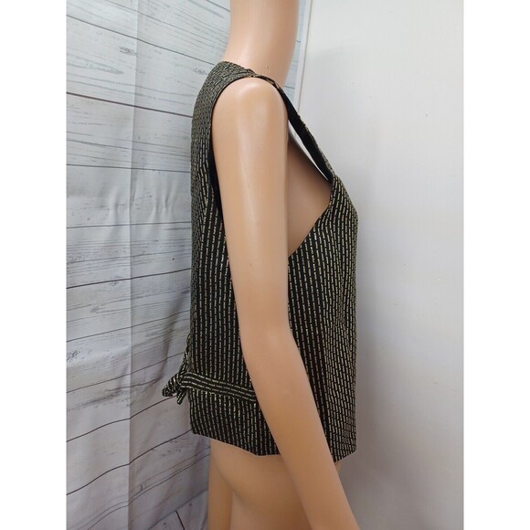 Vtg Womens The Icing Vest Black Gold Tone Striped Metallic Sz M - Picture 4 of 9